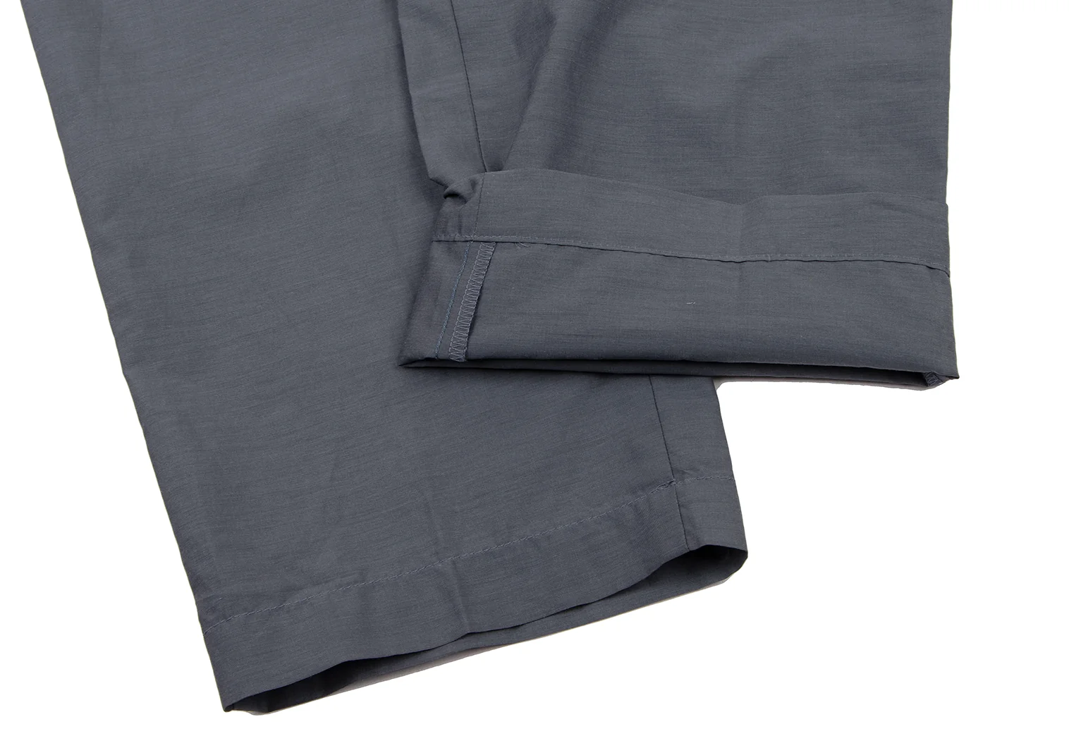 EMPORIO ARMANI Silk Blend Cotton Side Button Tuck Pants Grey