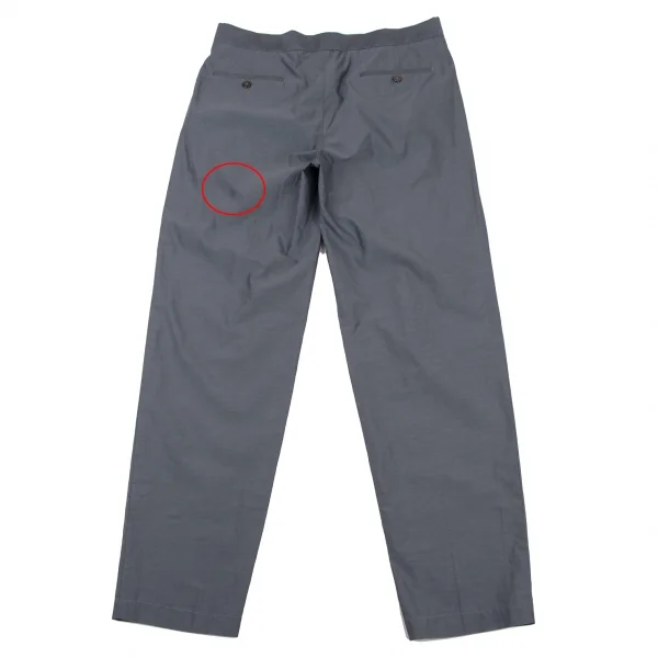 EMPORIO ARMANI Silk Blend Cotton Side Button Tuck Pants Grey