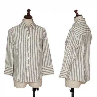 BURBERRY LONDON Stretch Cotton Stripe 3/4 Sleeve Shirt