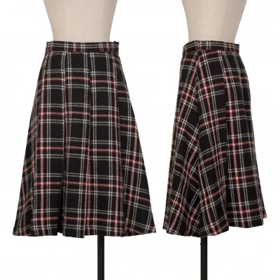 tricot COMME des GARCONS Pleated Check Wool Skirt