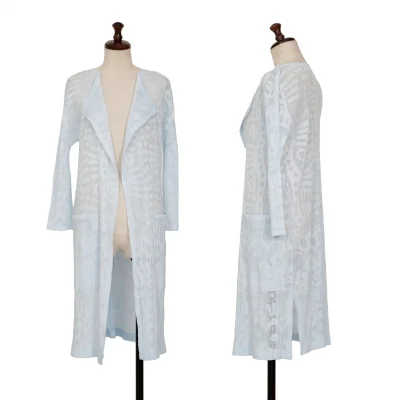 PLEATS PLEASE Mesh Lace Buttonless Long Cardigan