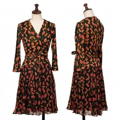 DIANE VON FURSTENBERG Hem Switching Silk Wrap Dress
