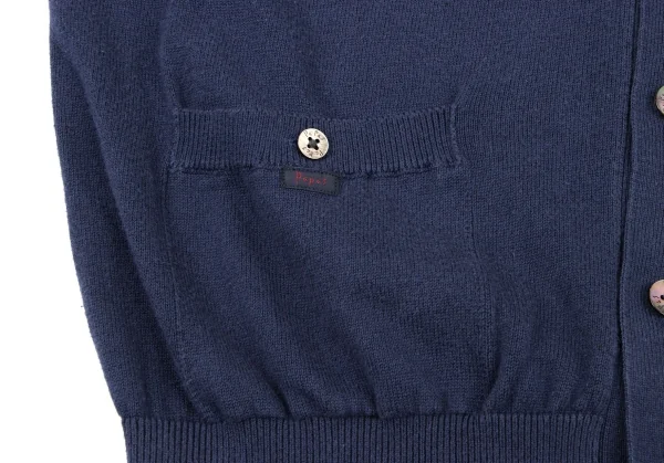 Papas Linen Blend Cotton One Point Logo Embroidery Cardigan K-133624_010