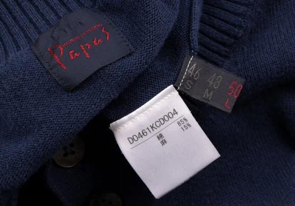 Papas Linen Blend Cotton One Point Logo Embroidery Cardigan K-133624_015