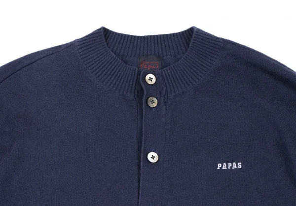 Papas Linen Blend Cotton One Point Logo Embroidery Cardigan K-133624_002