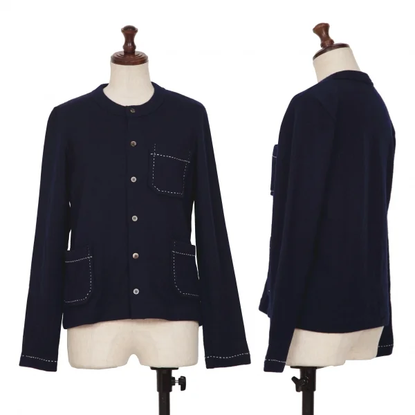 tricot COMME des GARCONS Wool Stitch Knit Jacket Navy XS-S K-133637_001