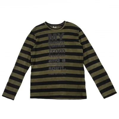 COMME des GARCONS HOMME PLUS Message Print Striped T Shirt