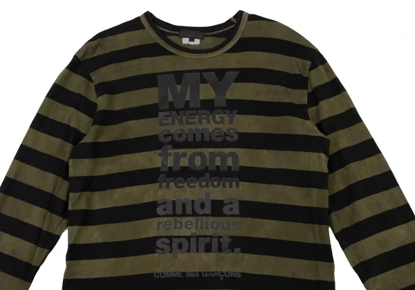 COMME des GARCONS HOMME PLUS Message Print Striped T Shirt K-133651_002