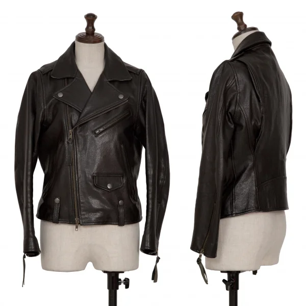 Whim Gazette Goat Leather Motorcycle Jacket Black F K-133712_001