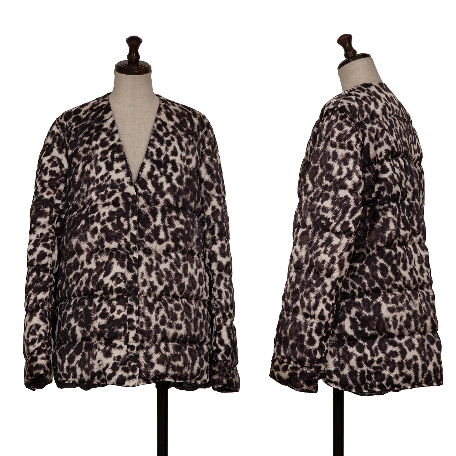 JNBY Leopard Lining Check Reversible Down Jacket Grey,Brown