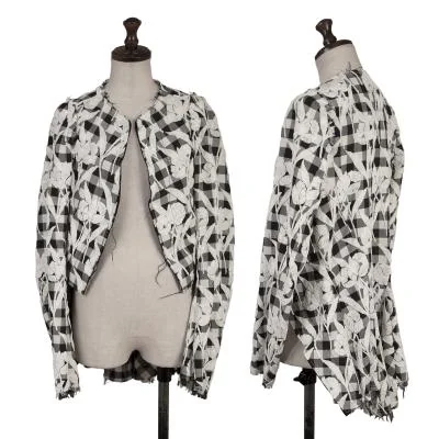 COMME des GARCONS Floral Check Collarless Swallowtail Jacket
