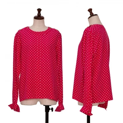 CHANEL Shoulder Button Design Dot Blouse