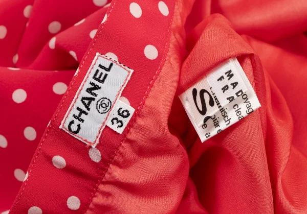 シャネルCHANEL ココボタンシルクドットセットアップ 赤白36 K-133807_020
