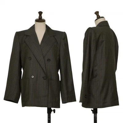 イヴサンローランYves Saint Laurent オーバーチェックダブルジャケット