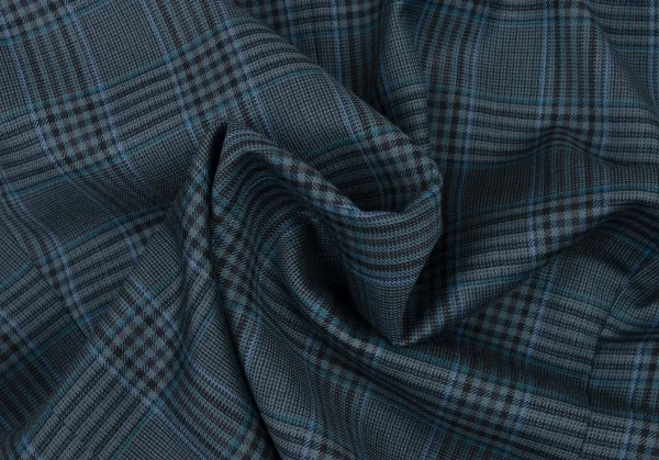 イヴサンローランYves Saint Laurent オーバーチェックダブルジャケット 青黒緑S K-133813_015