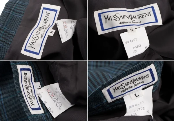 イヴサンローランYves Saint Laurent オーバーチェックセットアップスーツ 青黒緑S L K-133815_020