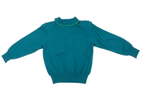 イヴサンローランYves Saint Laurent ウールニット長袖ポロシャツ ターコイズ緑M K-133819_012