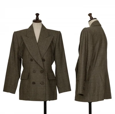 Yves Saint Laurent Wool Check Weave Double Jacket