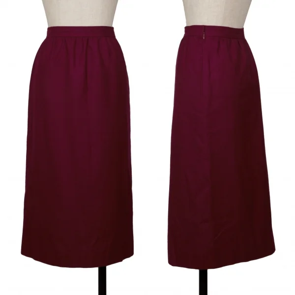 GIVENCHY Wool Back Slit Skirt Bordeaux 10 K-133848_001