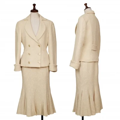 Salvatore Ferragamo Nep Tweed Round Collar Jacket & Skirt