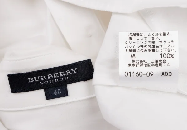 バーバリーロンドンBURBERRY LONDON コットンカフスポイント刺繍長袖シャツ 白40 K-133872_017