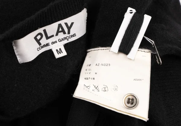 プレイ コムデギャルソンPLAY COMME des GARCONSハートワッペンウールニットカーディガン 黒M K-133917_014