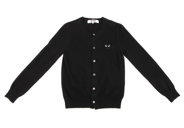 プレイ コムデギャルソンPLAY COMME des GARCONSハートワッペンウールニットカーディガン 黒M K-133917_002