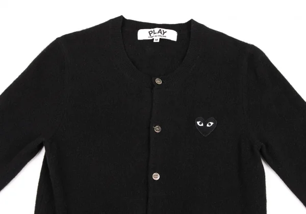 プレイ コムデギャルソンPLAY COMME des GARCONSハートワッペンウールニットカーディガン 黒M K-133917_003