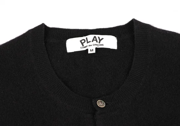 プレイ コムデギャルソンPLAY COMME des GARCONSハートワッペンウールニットカーディガン 黒M K-133917_004