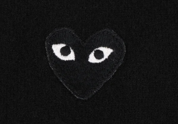プレイ コムデギャルソンPLAY COMME des GARCONSハートワッペンウールニットカーディガン 黒M K-133917_006