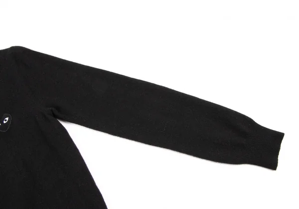 プレイ コムデギャルソンPLAY COMME des GARCONSハートワッペンウールニットカーディガン 黒M K-133917_007