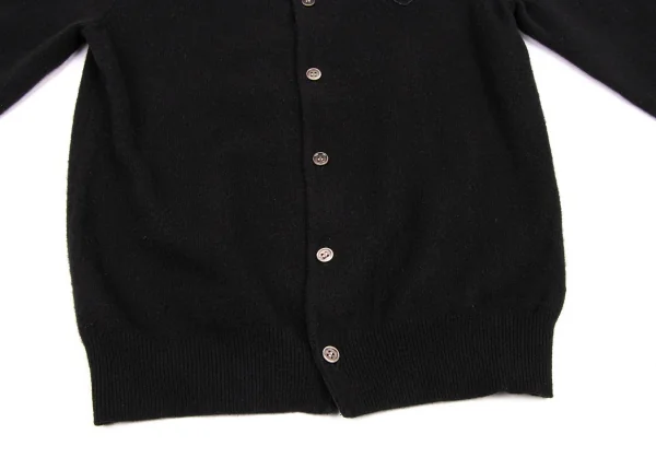 プレイ コムデギャルソンPLAY COMME des GARCONSハートワッペンウールニットカーディガン 黒M K-133917_009
