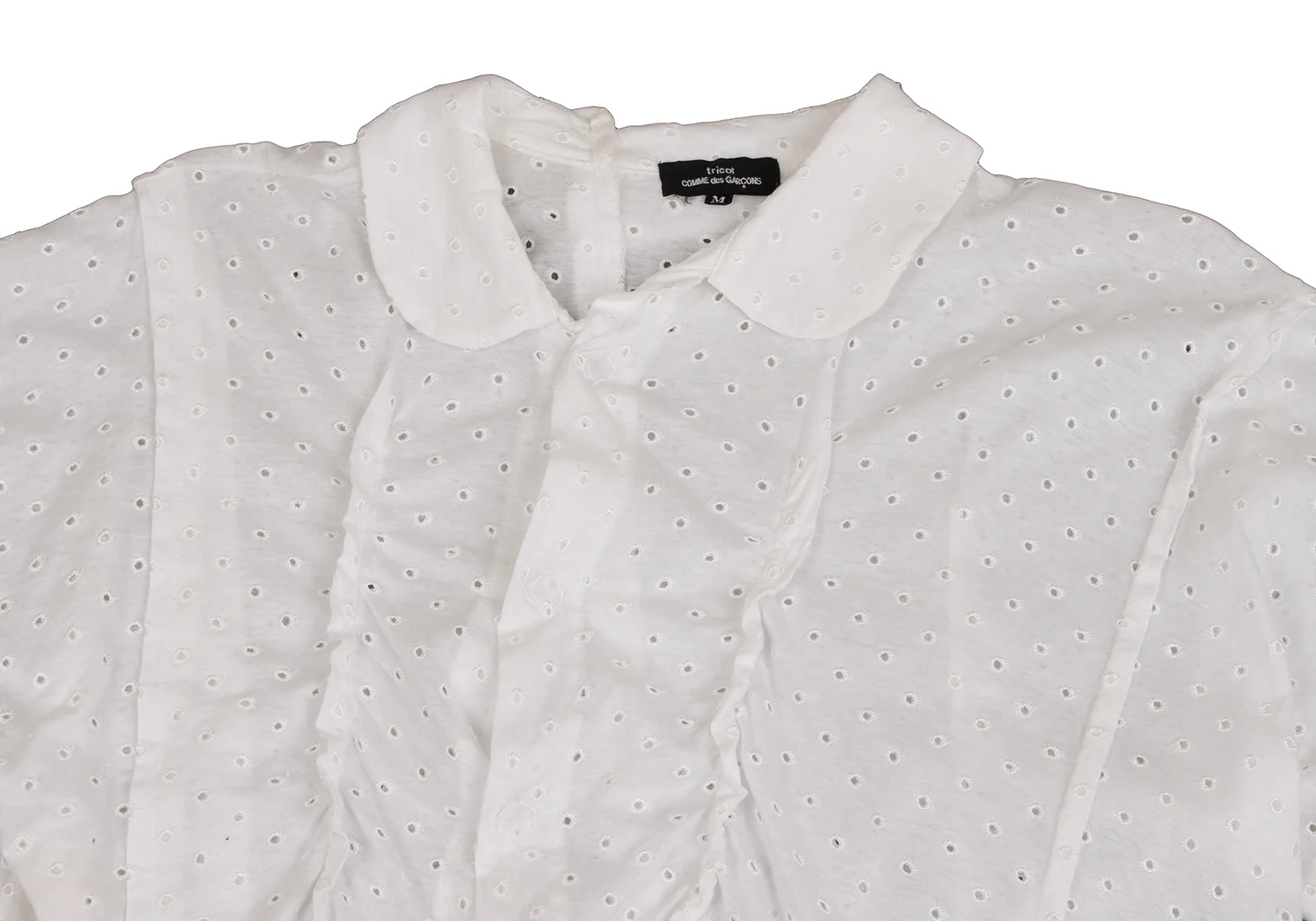 トリココムデギャルソンtricot COMME des GARCONS タックデザインホール天竺ブラウス オフM 【レディース】 トリココムデギャルソンtricot COMME des GARCONSタックデザイン