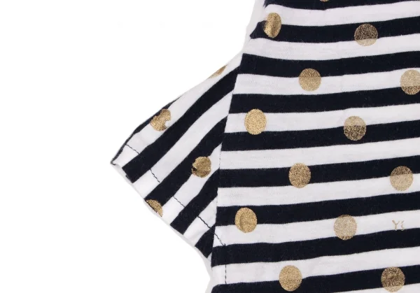 Y's Glitter Dot Printed Stripe Asymmetry T Shirt K-134049_010