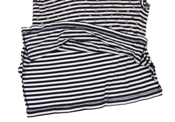 Y's Glitter Dot Printed Stripe Asymmetry T Shirt K-134049_011