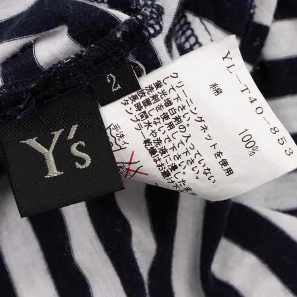 Y's Glitter Dot Printed Stripe Asymmetry T Shirt K-134049_017