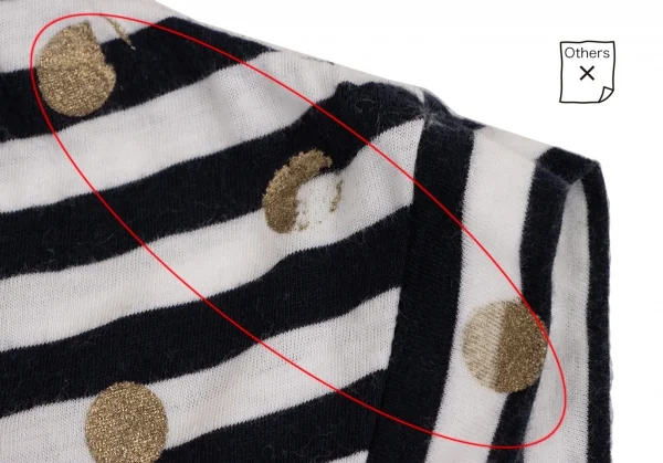 Y's Glitter Dot Printed Stripe Asymmetry T Shirt K-134049_005