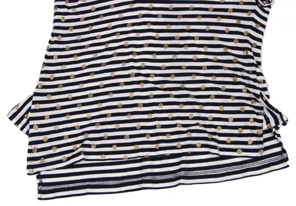 Y's Glitter Dot Printed Stripe Asymmetry T Shirt K-134049_009