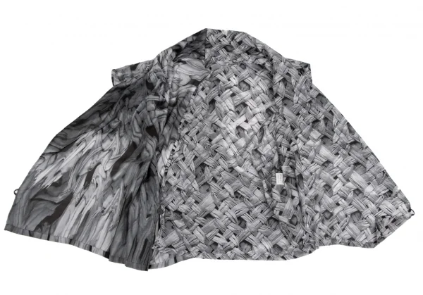 イッセイミヤケISSEY MIYAKE ファブリックプリントカシュクールトップス 白グレー黒2 K-134177_011