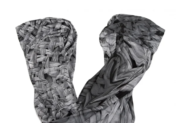 イッセイミヤケISSEY MIYAKE ファブリックプリントカシュクールトップス 白グレー黒2 K-134177_015