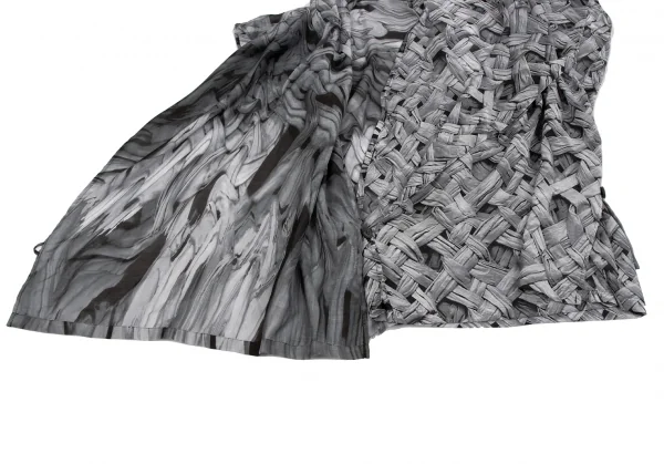 イッセイミヤケISSEY MIYAKE ファブリックプリントカシュクールトップス 白グレー黒2 K-134177_009