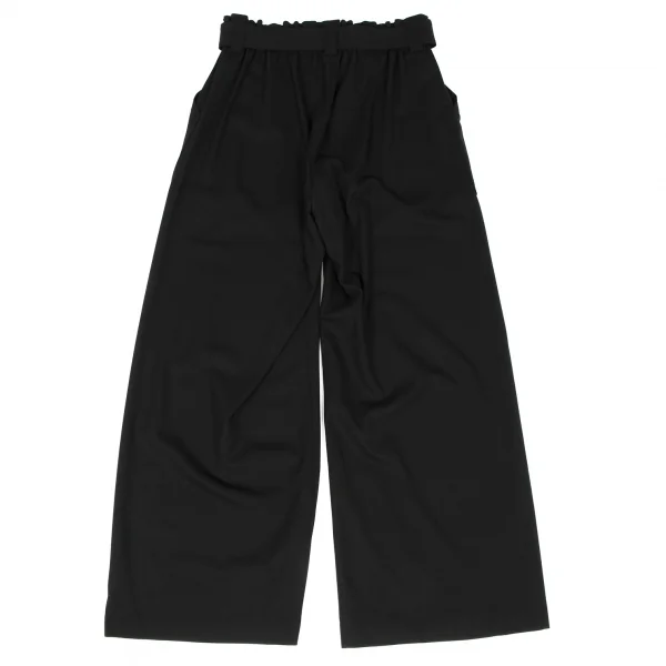 ISSEY MIYAKE Blend Stretch Belted Wide Pants Black 2 | PLAYFUL