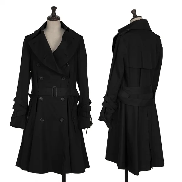 ISSEY MIYAKE Cotton Silk Belted Design Trench Coat Black 1 K-134203_001