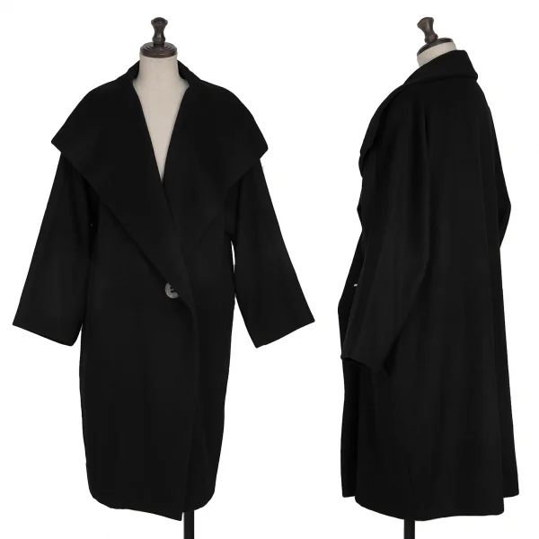 ISSEY MIYAKE Wool Nylon Big Button Melton Coat Black M K-134204_001