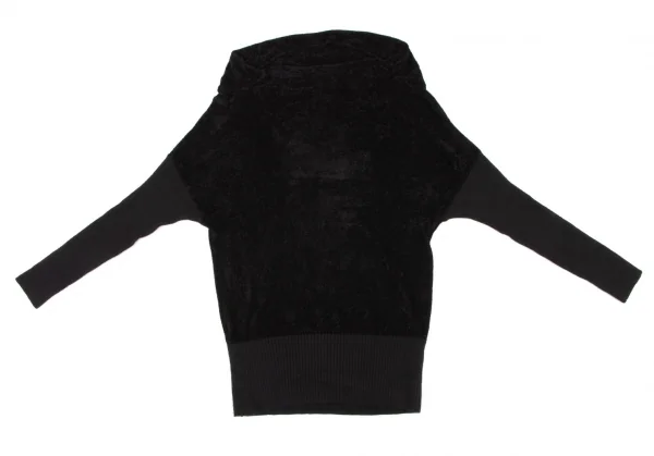 ヒステリックグラマーHYSTERIC GLAMOUR リブ切替ラインストーンパイルニット 黒F K-134231_011