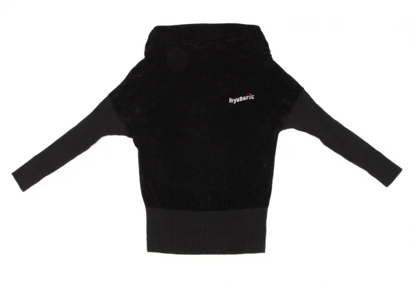 ヒステリックグラマーHYSTERIC GLAMOUR リブ切替ラインストーンパイルニット 黒F K-134231_002