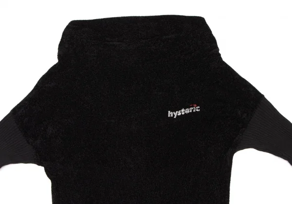 ヒステリックグラマーHYSTERIC GLAMOUR リブ切替ラインストーンパイルニット 黒F K-134231_003