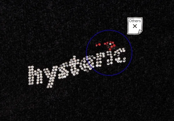 ヒステリックグラマーHYSTERIC GLAMOUR リブ切替ラインストーンパイルニット 黒F K-134231_005