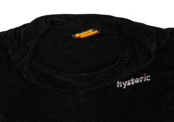 ヒステリックグラマーHYSTERIC GLAMOUR リブ切替ラインストーンパイルニット 黒F K-134231_006