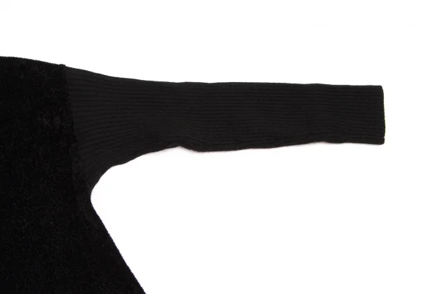 ヒステリックグラマーHYSTERIC GLAMOUR リブ切替ラインストーンパイルニット 黒F K-134231_007